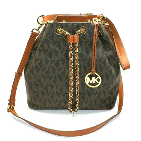 Michael Kors Signature Frankie Drawstring Brown Crossbody Bag